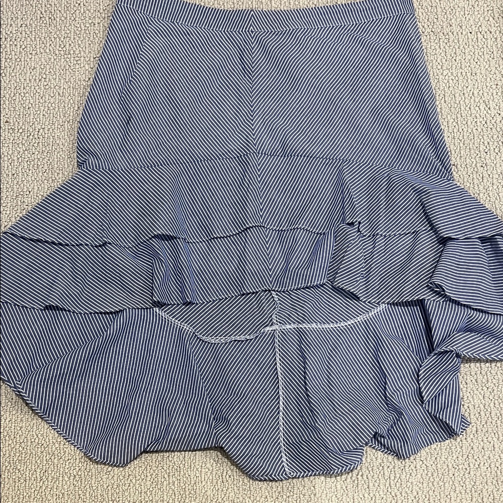 a new day Blue and White Striped Midi Skirt